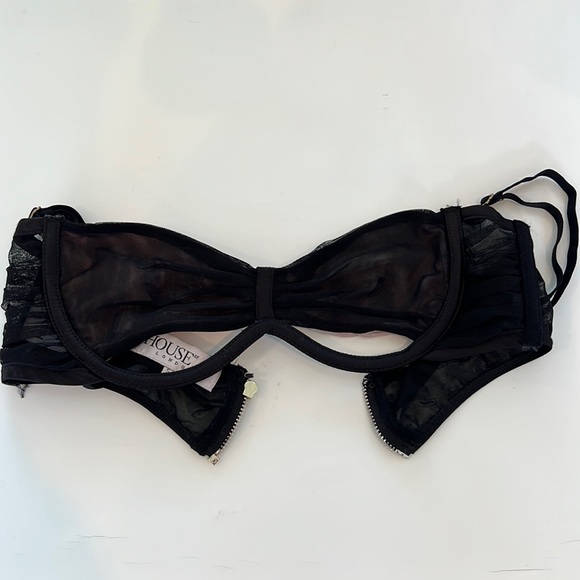 BLACK GATHERED MESH BRA - House of CB (Small) - Picture 2 of 6